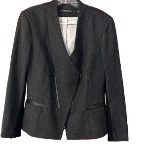 NWOT Iris Setlakwe Wool Blend Charcoal Blazer with Leather Accents 6